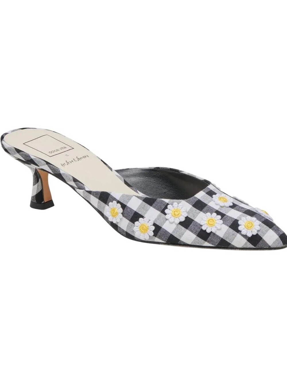 Dolce Vita X For Love And Lemons Lilou Gingham Daisy Mule Heels Size 7.5 NEW